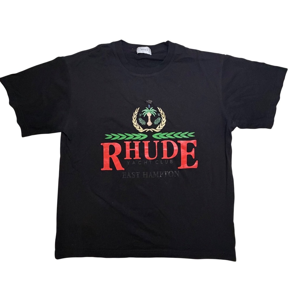Rhude Yacht Club East Hampton Graphic T-Shirt Black Mens Size Large